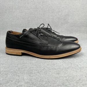 Fairlane Shoes Mens 13 Black‎ Oxfords Leather Wingtip Classic Office Preppy